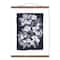Navy Blue Florals 16" x 20" Teak Hanging Canvas